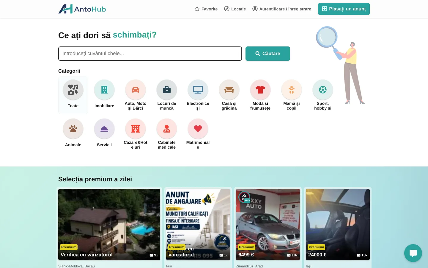 The home page of antohub.ro, on a computer and on a phone