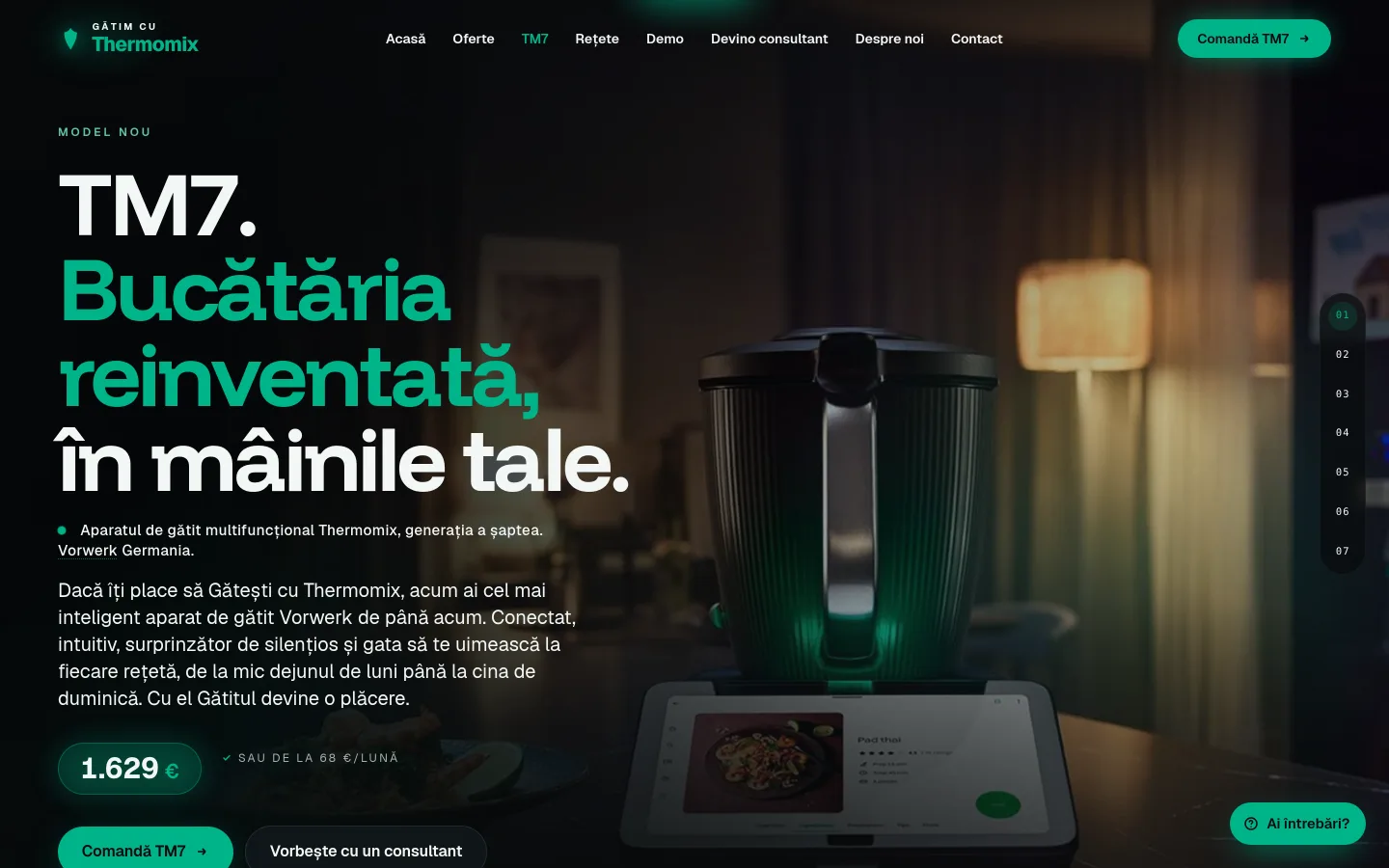 The home page of gatimcuthermomix.ro, on a computer and on a phone